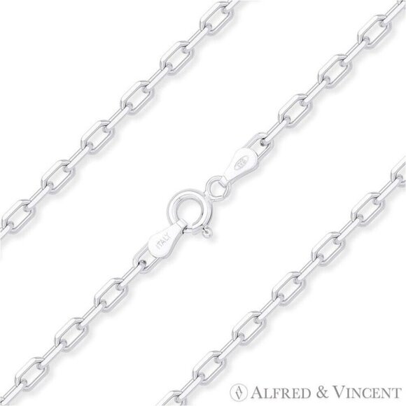 2.8mm D-Cut Anchor Cable Link Chain Necklace in Solid .925 Sterling Silver - 22" - Picture 1 of 2